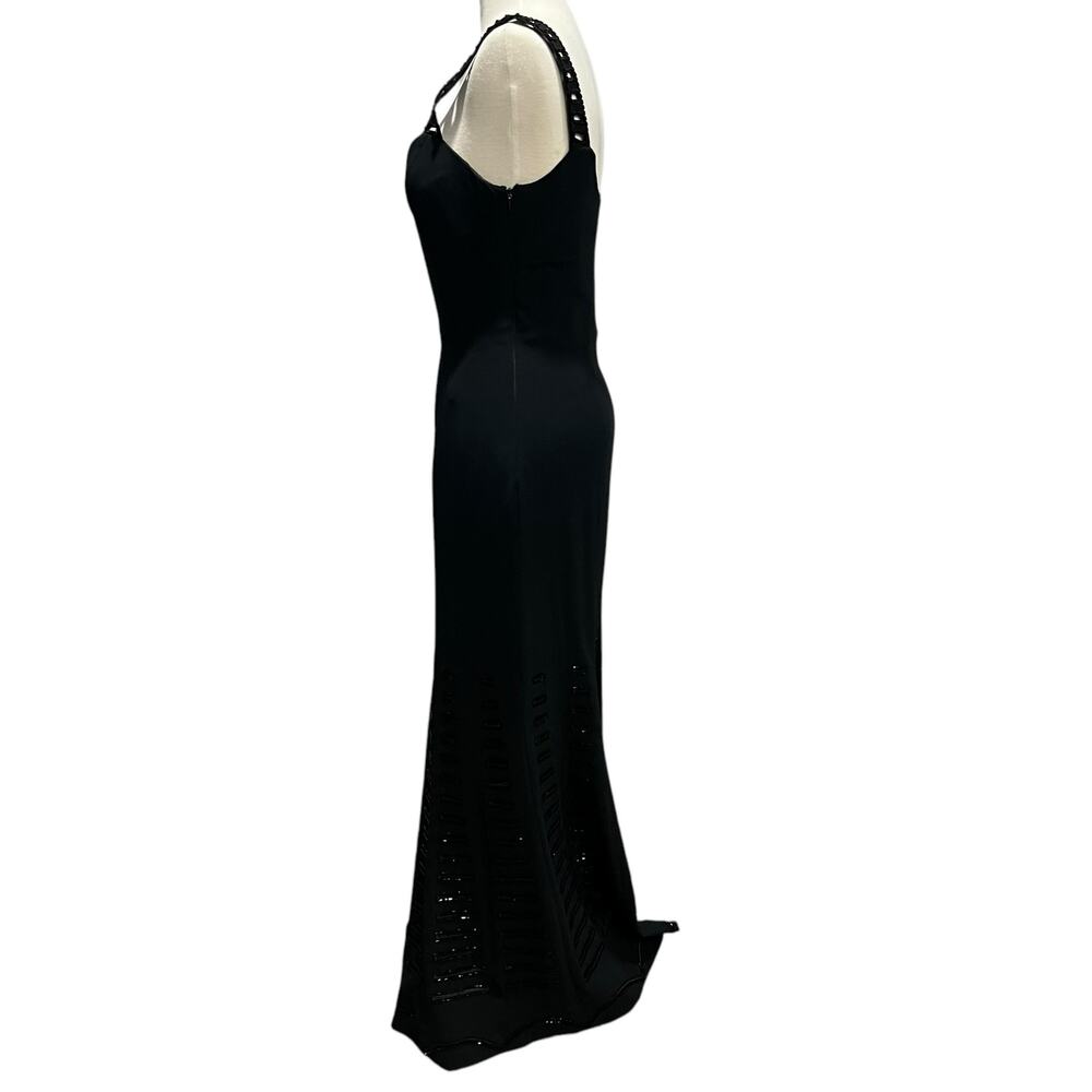 Lillie Rubin Maxi Dress Womens 8 Black Embroidered Beaded Evening Gown Formal - Picture 6 of 14
